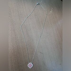 Rachel Zoe Pink clover necklace sterling silver 925